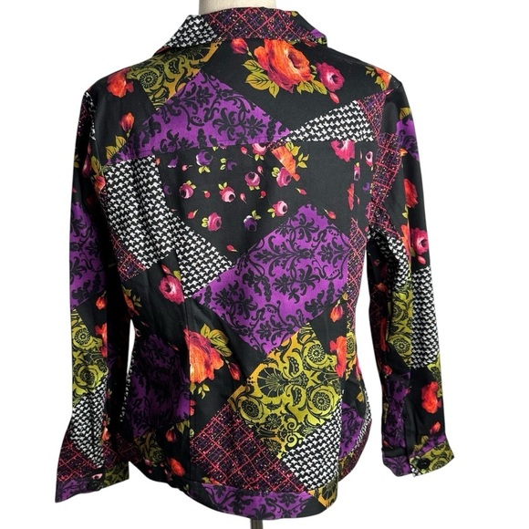 Drapers & Damon’s floral mixed media  artsy button down jacket S NWOT - Picture 5 of 8